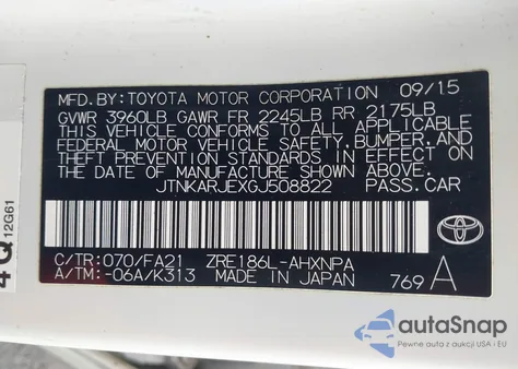 2016 Scion Im из США, поврежденный, VIN JTNKARJEXGJ508822